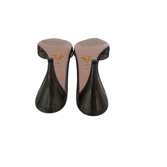 Prada Bronze Patent Calzature Donna Heels W/ Rhinestones Size 39.5 w Box Bag - Picture 7 of 8